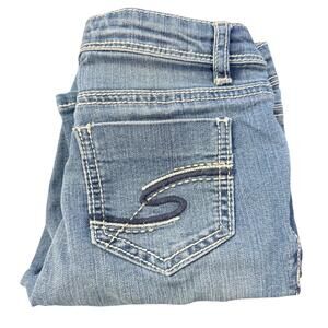 Wishful Park Girl's Jeans Bootcut‎ Blue Denim Size 8 Embellished Pockets